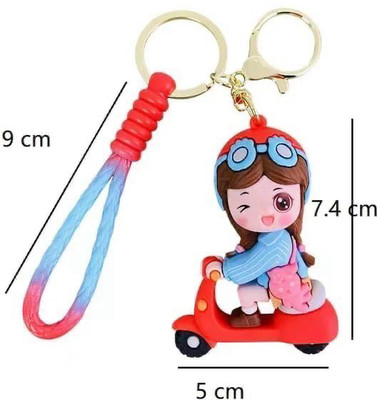 SRG Cute Red Scooter Keychain with Charm and Hook Key Chain