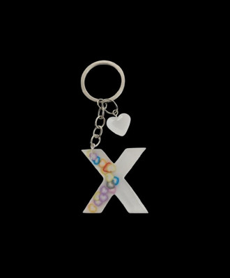 NEHIK ENTERPRISE Resin Keychain Letter X Heart White Key Chain