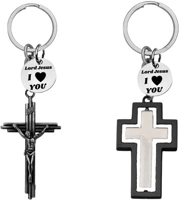 M Men Style Jesus Cross & Silver Hollow Cross Keychains SkeyCom670-676 Key Chain
