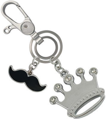 SHOKY LOOKS Unique& Different Princess Crown With Mustache Locking Lock Key Chain