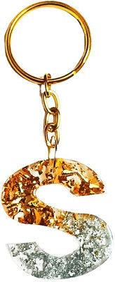 IG Crafter Ultra Shiny Gold & Silver Flakes used S Alphabet Keychain Key Chain