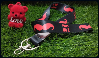 Meeko.com Moustache Tag With Love Teddy key chain-A Key Chain
