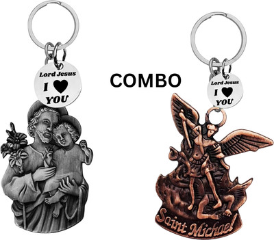 The Men Gift Lord Jesus Keychain Combo– Sacred Heart Religious Keyring Set ShivkeyCom637-647 Key Chain