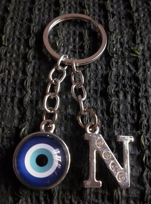 Meeko.com N Letter With Evil Eye Key Chain 2n Key Chain