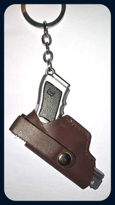 GIKH Silver Tactical Defender Metal Gun Keychain with Holster Key Chain-Keychain Key Chain