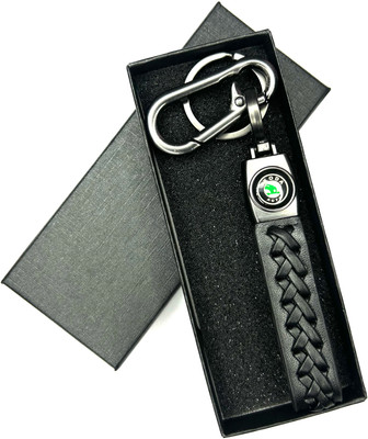 FLAMBE skoda Black Leather Design Belt Keychain Key Chain