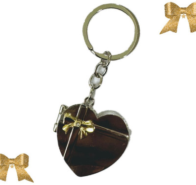 SRG Metal HEART Shape Double Photo Frame Key Chain (Silver) Key Chain