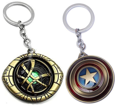 Jainsburys Combo of Doctor Eye Strange Rotating & Captain America Rotating keychain Key Chain