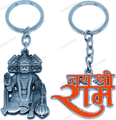 kd collections 224L-638A Panchmukhi Bajrangbali Hanuman Keychain & Jai Shree Ram Keychain Combo Key Chain
