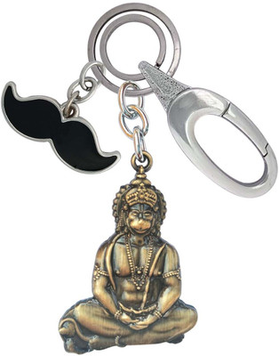 HANDSOME ISK Double Sided Lord Hanuman Ji With Mustache Locking Lock Decorate your Keys Key Chain