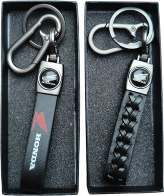 JNV Black Leather Keychain Compatible With HONDA Shine Bike | | Pack Of 2 | Key Chain