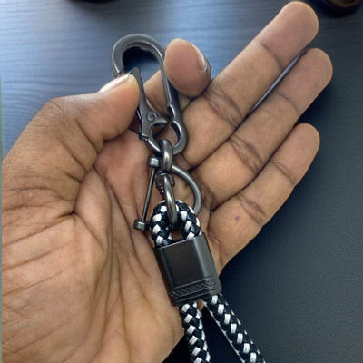 19th July Jewels Leather Keychain with Screwdriver, PU Rope Hook Design, White&Black Key Chain