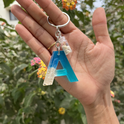UniQ Creation Ocean Desin Resin Alphabet Keychain A Key Chain