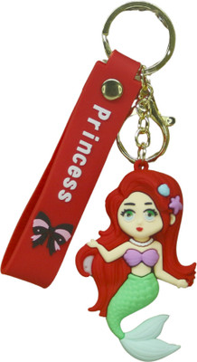 MIIKADOECOM Cute Mermaid Princess Keychain | Cartoon PVC Key Ring with Strap for Girls Key Chain