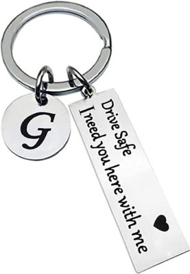 NEnterprise Drive Safe Initial A-Z keychain Key Rings Gifts for Loved ones chain Silver(G) Key Chain