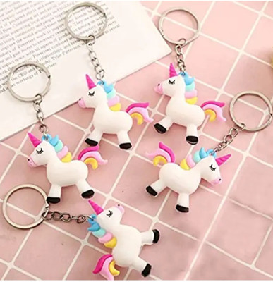 Jdp Novelty 5pcs Set of Unicorn Rubber Keychain .Keyrings for Children. Key Chain