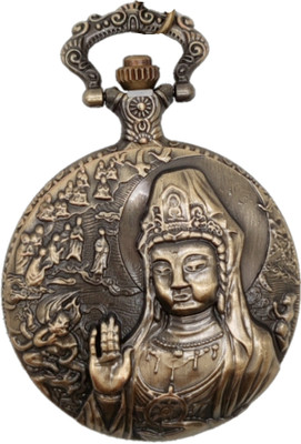 Classic Quirk Gandhi Style Vintage Buddhism Theme Designer Analog Antique Pocket Watch Key Chain