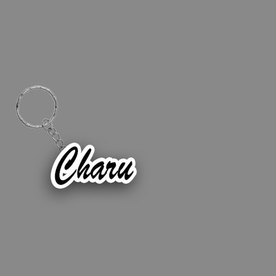 SY Gifts SYG Charu Name Keychain White And Black Key Chain