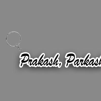 SY Gifts SYG Prakash, Parkash Name Keychain White And Black Key Chain