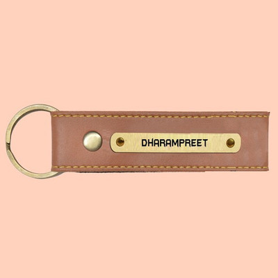 SY Gifts SYG Dharampreet Name Vegan Leather Keychain Key Chain