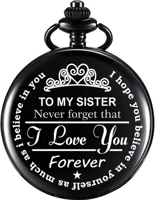Classic Quirk Gandhi Style Black To My Sister Engraved Rakshabandhan Gift Royal Pocket Watch Key Chain