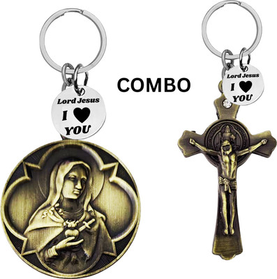 M Men Style Lord Jesus Keychain Combo– Sacred Heart Religious Keyring Set SkeyCom627-663 Key Chain