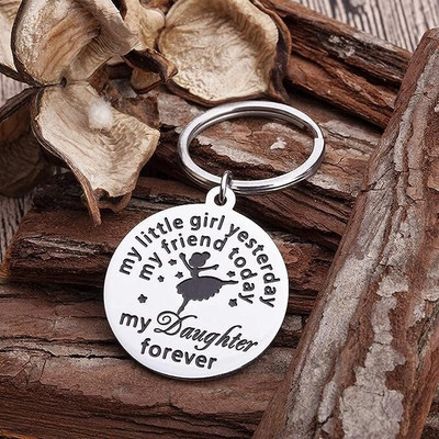 Myurawells Wacky My Little Girl Yesterday Printed Mom Dad To Daughter Keychain Key Chain