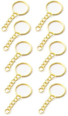 Fanqew Golden Metal Loops Rings Keyring with Chain Open Jump Ring set 20 Key Chain