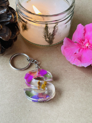 crafcan Resin Keychain | Transparent with Real flowers Keychain Key Chain