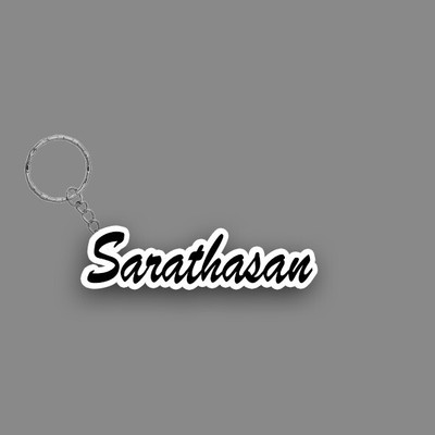 SY Gifts SYG Sarathasan Name Keychain White And Black Key Chain
