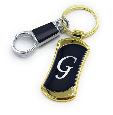 Jdp Novelty Alphabets letters G Logo Premium Quality Metal with Hook Black Gold Colour Key Chain