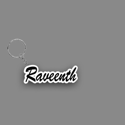 SY Gifts SYG Raveenth Name Keychain White And Black Key Chain