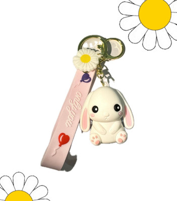 SRG Cute Rabbit with strap and Sunflower charm keyring Key Chain