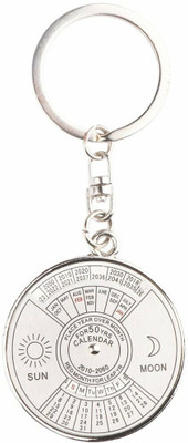 n v p 50 Years Calendar Compass Metal Key chain for Car Bike Men Women Key ring Key Chain