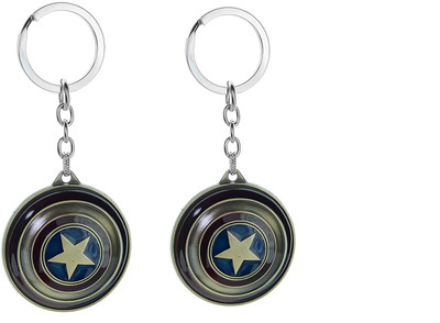 MAG BEE Captain America Shield Rotatable Decor Men Pendant Combo Pack of 2 Keyrings Key Chain