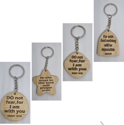 BLESSINGS Set Of 4 Wooden Bible Verse B Key Chain