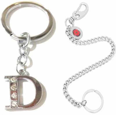 Newview Alphabet D Letter & Red Black Chain Challa Locking Key Chain Key Chain