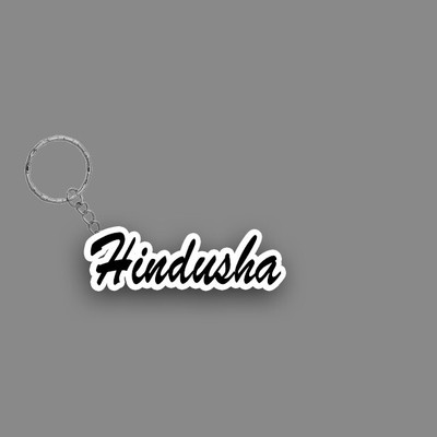 SY Gifts SYG Hindusha Name Keychain White And Black Key Chain