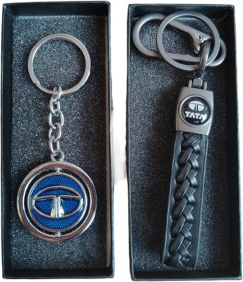 JNV Leather Keychain Compatible With TATA Nexon | Punch | Harrier Cars (Pack Of 2) Key Chain