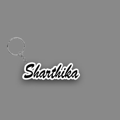 SY Gifts SYG Sharthika Name Keychain White And Black Key Chain