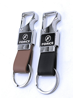 Jdp Novelty 2 pcs Set of Leather Metal Opner Keychain for force Motors Car/Tempo/Mini Bus Key Chain