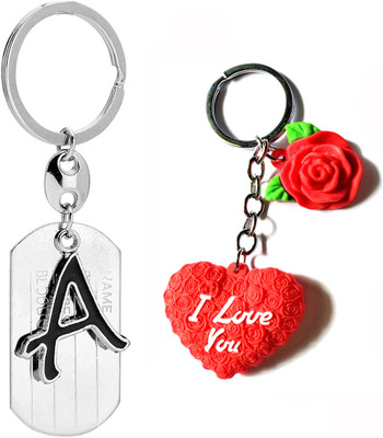 Meeko.com Keychain-Red Heart Rubber With A Letter Bike Key Chain 0f67 Key Chain