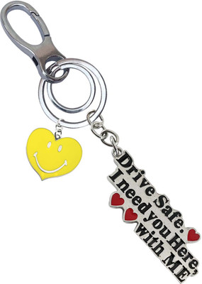 SHOKY LOOKS Beautiful Drive Safe I Need You Here With Me With Smiley Heart Locking Lock Key Chain