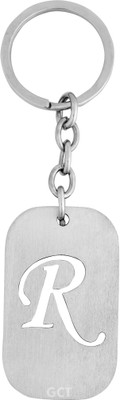 GCT English Alphabet Letter R (KC-60) Silver Metal Name Keychain for Car Bike Men Key Chain