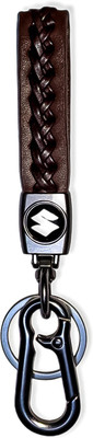 BBG NEW_Metal Carabiner Locking Hook SUZUKI Home & Car Single Ring Unisex (Brown) Key Chain