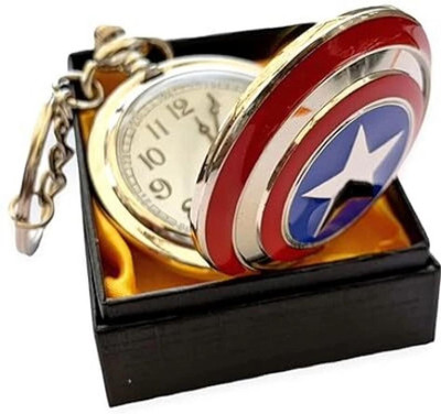 BBG NEW_Design Antique Captain America Theme Pocket Small Watch Keychain Key Chain Key Chain