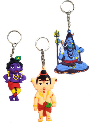 ShopTalk Bal Krishna With Lord Shiva And Ganesh combo Key Chain