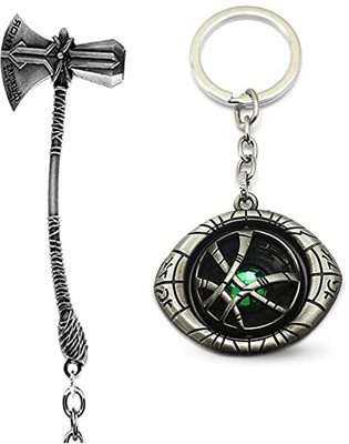 ZYZTA Metal Silver Thor & Silver Rotating Doctor strange Eye key chains Pack of 2 Key Chain