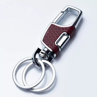 BANISTROKES Premium Red Double Ring Metal Hook Rust Proof Key Chain Key Chain