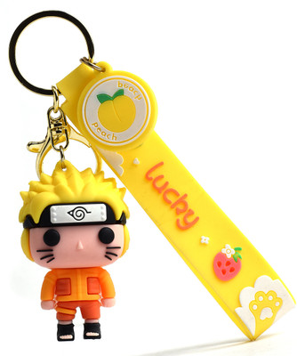 WHITE POPCORN Big Face Naruto Anime 3D keychain In Full Dress Key Chain